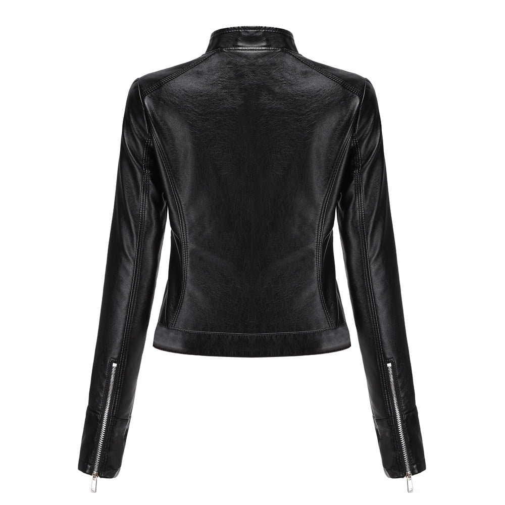 Women’s Cropped Moto Jacket Black - Image 3