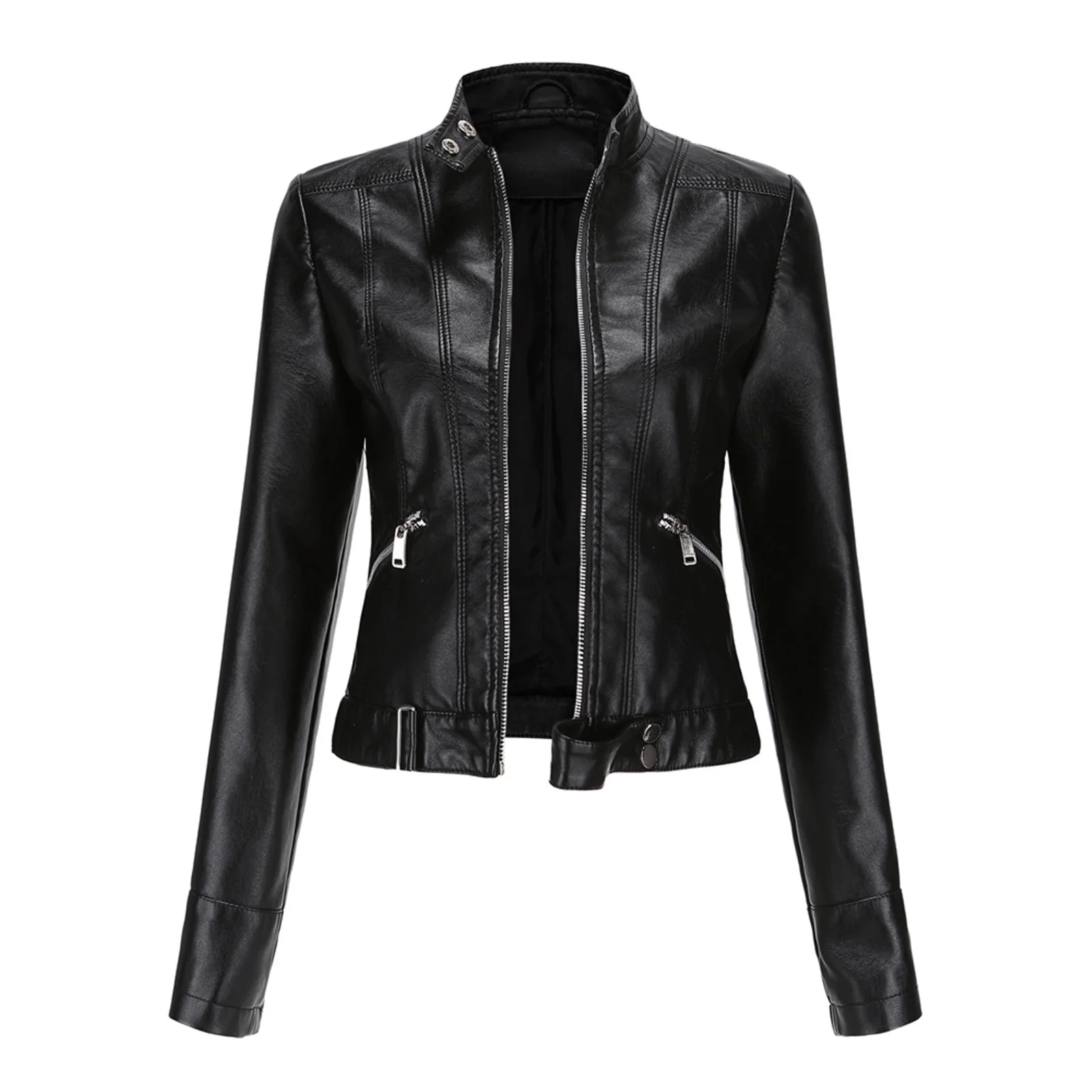 Women’s Cropped Moto Jacket Black