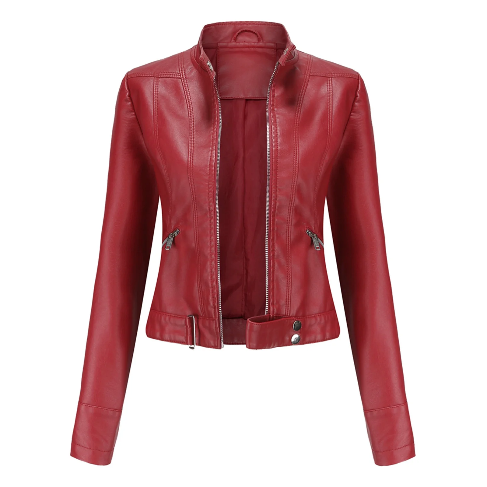 Women’s Cropped Moto Jacket Red