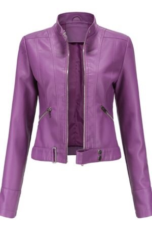 Women’s Cropped Moto Jacket Purple