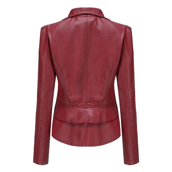 Women’s Faux Leather Short Jacket Red - Image 5